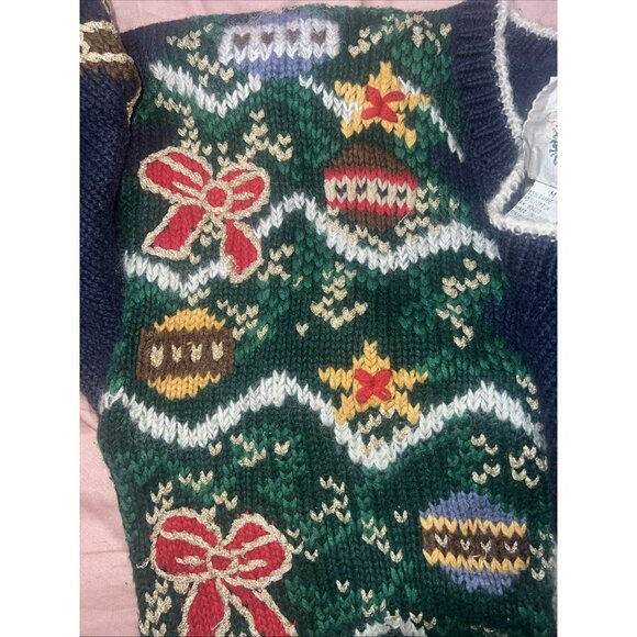 Christopher & Banks Hand Embroidered grannycore teddybear holiday sweater - Picture 9 of 10